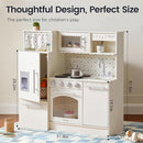 Tiny Land Play Kitchen for Kids, Upgraded Wooden Kitchen Toy with Complete Play Areas, Pretend Cooking Set with Sink, Stove, Microwave, Toy Coffee Station & Storage for Kids Ages 3+ by TinyTreasures Baby Boutique