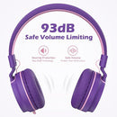 Kids Headphones, AILIHEN I35 On-Ear Headphones for School, Safe Volume 93dB, HD Mic Stereo Headphone for Kid Girls Children, Foldable Wired 3.5mm for Chromebook, Laptop, Computer, Tablet (Pink Purple) by TinyTreasures Baby Boutique