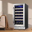 15 Inch Wine Fridge 32 Bottles Wine Cooler Refrigerator Undercounter Wine Fridge with Glass Door, LED Light, Removable Wooden Shelves, Built-in or Freestanding Wine Refrigerator for Home Office Bar by CozyNest Decor