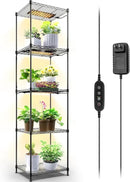 Barrina Plant Shelf with Grow Light, 5-Tier, Plant Stand with 40W Ultra-Thin Grow Light Panel for Hydroponics, Seedlings, Succulents, Flowers, Veg, 3/6/12h Timer, 15.7" L x 11.8" W x 59.1" H by GreenHaven Gardens