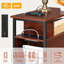 Narrow Side Tables with Charging Station, Narrow End Table with Wooden Drawers, USB Ports and Power Outlets, Nightstand and Bedside Table for Bedroom, End Tables Living Room, Espresso by TinyTreasures Baby Boutique