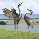 Crane Statues for Garden Decor, Metal Yard Art Heron Garden Statues, Standing Garden Sculptures & Statues for Yard Decorations Outdoor, 38-42 Inch Set of 2, Copper by GreenHaven Gardens
