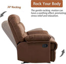 Rocker Recliner Chair, Overstuffed Manual Rocking Recliner for Adults, Upholstered Comfy Soft Fabric Living Room Reclining Sofa Chair (Brown Fabric) by CozyNest Decor