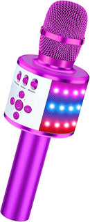 BONAOK Karaoke Microphone for Kids & Adults - Bluetooth Microphones Singing Mic with Disco Lights, Echo Effect, Built-in Speaker Portable Karaoke Player for Party Travel Gifts Q78(Purple) by TinyTreasures Baby Boutique