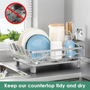 MOUKABAL Dish Drying Rack - Stainless Steel Dish Rack, Dish Racks for Kitchen Counter, Drying Rack Kitchen with Removable Utensil Holder, Drainboard and Glass Organizer (Grey) by CozyNest Decor