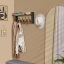 Sorbus Coat Hooks Wall Mount with Shelf – 16 Inch Coat Rack Wall Mount with 5 Heavy Duty Hooks – Floating Wall Shelf with Hooks for Entryway, Bathroom, Bedroom, Kitchen, or Mudroom (Rustic Brown) by CozyNest Decor