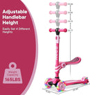 Pink 3 Wheel Scooter with Seat for Kids – Light-Up LED Wheels, Adjustable Handlebar and Seat, Smooth PU Wheels, Wide Anti-Slip Deck, Rear Foot Brake – Toddler Outdoor Toys for Ages 2+ by TinyTreasures Baby Boutique