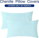 CaliTime Throw Pillow Covers Decorative 16 X 26 Inches Pack of 2 Cozy Chenille Cushion Cases for Couch Sofa Bed Living Room Home Light Blue Grey by CozyNest Decor