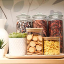 Glass Food Storage Jars Square 37oz, 4 Pack Glass Jars With Bamboo Lids, Kitchen Storage Containers For Spice, Candy, Cookie, Storage For Pantry Organizers by CozyNest Decor