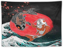 Houselerax Koi Fish Tapestries,Japanese Style Yin Yang Big Wave Cherry Blossoms Tapestry Wall Hanging for Bedroom Living Room Office Decor 40"x30" by CozyNest Decor