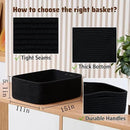 Large Shallow Organizing Baskets 15x11x5.1 Inches - Rope Woven Storage Bins for Bathroom, Shelves, Cube Closet, Black 2 Packs by CozyNest Decor