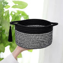Small Gift Basket Empty to Fill – SweetMemo Mini Woven Rope Organizer Baskets for Gifting, Baby Shower, Desk, Bathroom, Shelves – Decorative Soft Bin with Gift Bag & Ribbon – Black Grey by CozyNest Decor