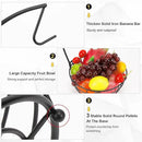 Livabber Countertop Fruit Basket Bowl with Banana Hanger, Modern Standing Fruit Vegetable Bowl Storage, with Banana Tree Holder for Kitchen Dinning Table (Round Metal, Black) by CozyNest Decor