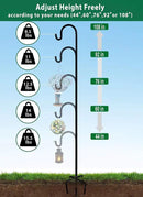 Artibear Adjustable Outdoor Shepherd Hook Stand with 5 Prong Base, 108 Inches Tall 3/5 in Thick, Shiny Black (2 Packs) by GreenHaven Gardens