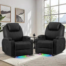 AHMED Power Recliner Chair with Vibration Massage & Heat for Adults, Faux Leather Home Theater Seating with Cup Holders/LED Lights/USB Ports/Side Pockets for Living Room, Black by CozyNest Decor