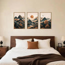 Large Boho Mountain Framed Canvas Wall Art Set, Brown Ridge Landscape Wall Decor, Pine Tree Scenery Wall Painting, Abstract Wilderness Art Print for Living Room, Bedroom, Office - 16"X24"X3 by CozyNest Decor