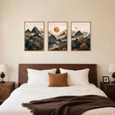 Celestdeco Large Boho Mountain Framed Canvas Wall Art Set, Brown Ridge Landscape Wall Decor, Pine Tree Scenery Wall Painting, Abstract Wilderness Art Print for Living Room, Bedroom, Office - 24"X36"X3 by CozyNest Decor