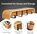 Coat Rack Wall Mount with Hidden Hooks Entryway Hanging Shelf Modern Wood Coat Hanger for Bedroom Kitchen Hallway Bathroom (Oak, 16.6 Inch Long)