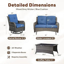 4 Piece Patio Furniture Set - Outdoor Glider Bench with Swivel Rocker Chairs and Coffee Table, High Back Small Outdoor Conversation Furniture Sets for Deck Sunroom Balcony Backyard by GreenHaven Gardens