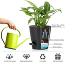 5 Pack 5 inch Self-Watering Pots, African Violets Planter with Drainage Holes and Reservoir, Black Plastic Planter for Indoor Outdoor Plants Flowers and Houseplants Black, 5 inch 5 pcs by GreenHaven Gardens