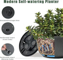 T4U 10 Inch Self Watering Planters, Plant Pots for Indoor and Outdoor Use, Home Decor Flower Pots, Plastic Planters with Drainage Hole & Plug for Plants, Flowers, Cactus, Garden, Set of 2, Gray by GreenHaven Gardens