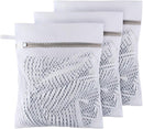 Small Honeycomb Lingerie Bags with Hanging Loop- MDSXO 3 Pack Mesh Laundry Bags for Washing Delicates, White Wash Bags for Socks, Bra, Mask, Baby Clothes 10 * 12 inch [3 Pack] by TinyTreasures Baby Boutique