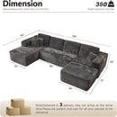 ovios Sectional Cloud Couch for Living Room, Modular Floor Sofa with Plush Corduroy, No Assembly Required, Big Comfy Couches Set with Fluffy Memory Foam, Stupendous U Shaped Sofas with Chaise, Black by CozyNest Decor