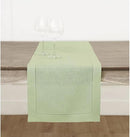 Solino Home Linen Sage Green Table Runner 132 Inches Long - 100% Pure Linen Extra Long Table Runner 14 x 132 Inch for Fall, Autumn, Thanksgiving - Classic Hemstitch by CozyNest Decor