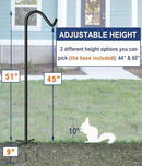Shepherds Hook for Outdoor Bird Feeders Pole 60 Inch Tall, Adjustable Heavy Duty Garden Hanger Stake Pole with 5 Prong Base, Shiny Black (2 Packs) by GreenHaven Gardens