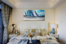 Arjun Blue Abstract Wall Art Canvas Teal Ocean Sailboat Picture Modern Turquoise Coastal Nautical Painting Large 48"x24" Framed Textured Artwork for Living Room Bedroom Bathroom Home Office Wall Decor by CozyNest Decor