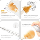HOEREV Portable Baby Silicone Bottle Brush Set Include Pacifier Brush, Straw Brush, draining Rack, Portable Box by TinyTreasures Baby Boutique
