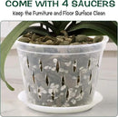 Orchid Pot, 8 Inch 4 Pack Orchid Pots with Holes and Saucers, Clear Plastic Orchid Pots by GreenHaven Gardens