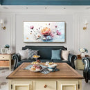 amatop Framed Floral Canvas Wall Art – Oversized Pink Blue Abstract Bloom Flower Print Daisy & Peony Picture Elegant Botanical Nature Large Artwork for Living Room Bedroom Dining Entryway Decor 58x29 inch by CozyNest Decor