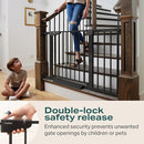 Cumbor 2 Pack 29.7-46" Baby Gate for Stairs, Mom's Choice Awards Winner-Auto Close Dog Gate for doorways, Easy Install Pressure Mounted Pet Gates indoor, Easy Walk Thru Wide Safety Gate for Dog, Black by TinyTreasures Baby Boutique
