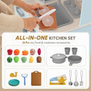 BIERUM Play Kitchen with Realistic Lights & Sounds, Wooden Kitchen Playset Chef Pretend Play Set for Toddlers, Toy Kitchen with 26 Pcs Toy Food & Cookware Accessories, Gift for Ages 3+ by TinyTreasures Baby Boutique