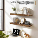 36"x6.8"x1.6" Slanted Floating Wall Shelves 2-Pack - Rustic Brown Finish, Heavy-Duty Solid Wood Design with Hidden Brackets - Perfect for Living Room, Kitchen, Bathroom, or Office by CozyNest Decor