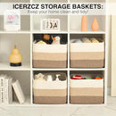 Storage Baskets for Organizing & Shelves, Woven Cotton Rope Organization Bins for Dog Toys, Clothes, Books, Nursery Organizer, 15"Lx11"Wx9.5"H, (4 Packs) Gradient Brown by CozyNest Decor