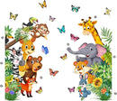 Jungle Animal Wall Decals, Cartoon Animal Sticker Safari Elephant Lion Monkey Wall Decals for Baby Room Playroom Bedroom Classroom Kindergarten Decor by TinyTreasures Baby Boutique