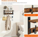 Homode Coat Rack Wall Mount with Shelf, Wood Wall Hooks with Shelf, Heavy Duty Entryway Shelf with Hooks with 4 Metal Hangers for Hanging Key Towel Hat Purse, Bathroom Bedroom, Rustic Brown Black by CozyNest Decor