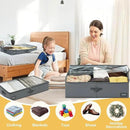10-Inch Under Bed Organizer, Large Under Bed Storage Container, Underbed Storage Box for Seasonal Clothing, Sweaters, Shoes, Blankets, Wrapping Paper, Sheets & Toys, Yarn 33" L×17" W×10" H by CozyNest Decor