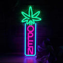 Green Leaf Neon Sign Dimmable Open Neon Lights for Wall Decor LED Neon Sign by USB Powered LED Neon Open Sign For Dispensary Beer Bar Man Cave Coffee Store Hotel Wall Party Decorations 16.8''x7'' by CozyNest Decor