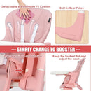 INFANS 4 in 1 High Chair–Booster Seat, Convertible Highchair w/Adjustable Height and Recline,Removable Tray,DetachableCushion, Installation-Free,Simple Fold for Baby, Infant& Toddler (Pink) by TinyTreasures Baby Boutique