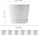 6 Inch Plant Pots Bulk, 6 Pack Plastic Planters with Drainage Holes and Saucers for Indoor Outdoor House Plants and Flowers,White Spots by GreenHaven Gardens