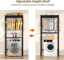 Over Washer and Dryer Shelves,2 Tier Adjustable Height Wire Shelving Laundry Room Storage Organization Clothes Drying Rack with Hanger Rod&Hooks,Space Saving Organizers Shelf,Black by CozyNest Decor