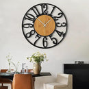 LEIKE 30" Oversized Large Wall Clocks,Silent,Non Ticking,Battery Operated Modern Round Big Wood Decorative Metal Wall Clock for Living Room, Bedroom,Kitchen,Farmhouse,Office Decor - Black,30 Inch by CozyNest Decor