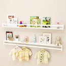 Fun Memories Nursery Book Shelves - Rustic Natural Solid Wood Floating Bookshelf for Kids - Wall Book Shelves for Kids Room (White, 48inch - 2P) by TinyTreasures Baby Boutique