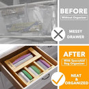 SpaceAid Bag Storage Organizer for Kitchen Drawer, Bamboo Organizer, Compatible with Gallon, Quart, Sandwich and Snack Variety Size Bag (4 Pack), 2.5" High by CozyNest Decor