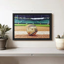 ElephantStock Baseball In Stadium Wall Art - Horizontal Framed Canvas - 1-Piece Living Room Wall Decor - Car Photography Canvas Print - Brown and Beige Decor for Wall - 13" X 9" by CozyNest Decor
