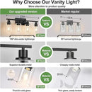 4-Light Bathroom Light Fixtures, Matte Black Modern Vanity Lights with Clear Glass Shades, Bathroom Wall Lamp for Mirror Living Room Cabinet Bedroom Porch by CozyNest Decor