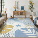 Lahome 9x12 Rugs for Living Room, Washable Non-Slip Ultra-Thin Larege Area Rug for Dining Room Table, Boho Botanical Print Indoor Soft Carpet for Bedroom Office, Blue by TinyTreasures Baby Boutique